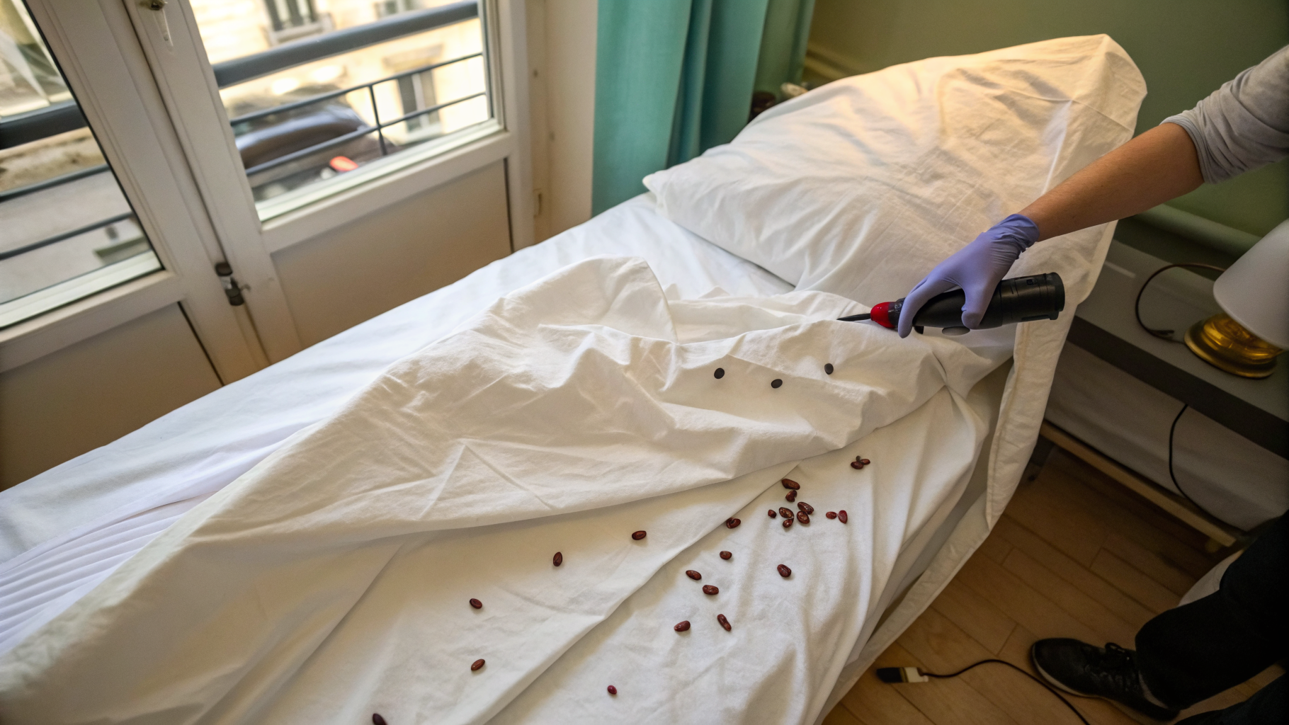 Inspection d'un lit à la recherche de signes d'infestation de punaises de lit