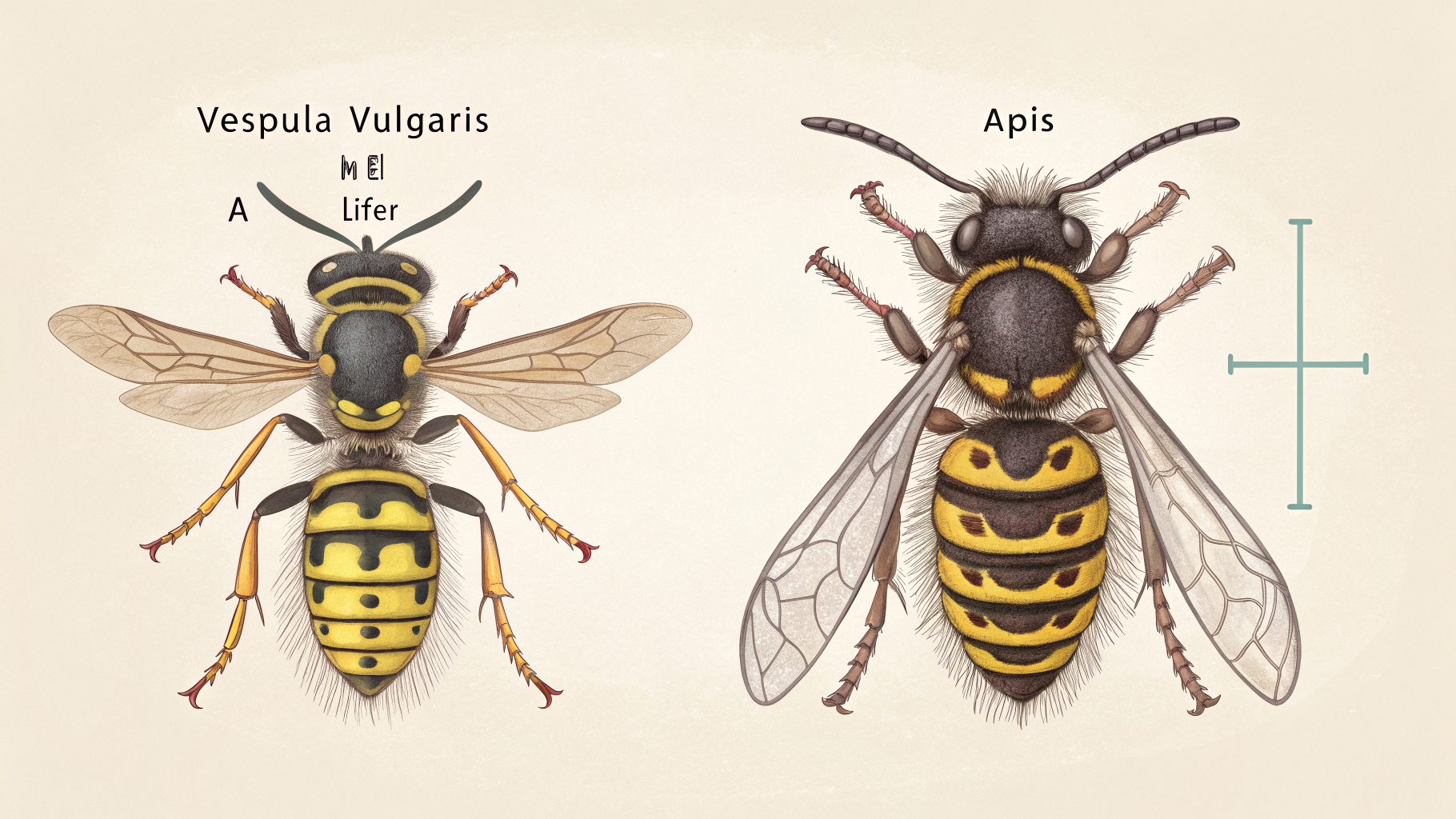 Schéma comparatif guêpe vs abeille — 5 critères visuels