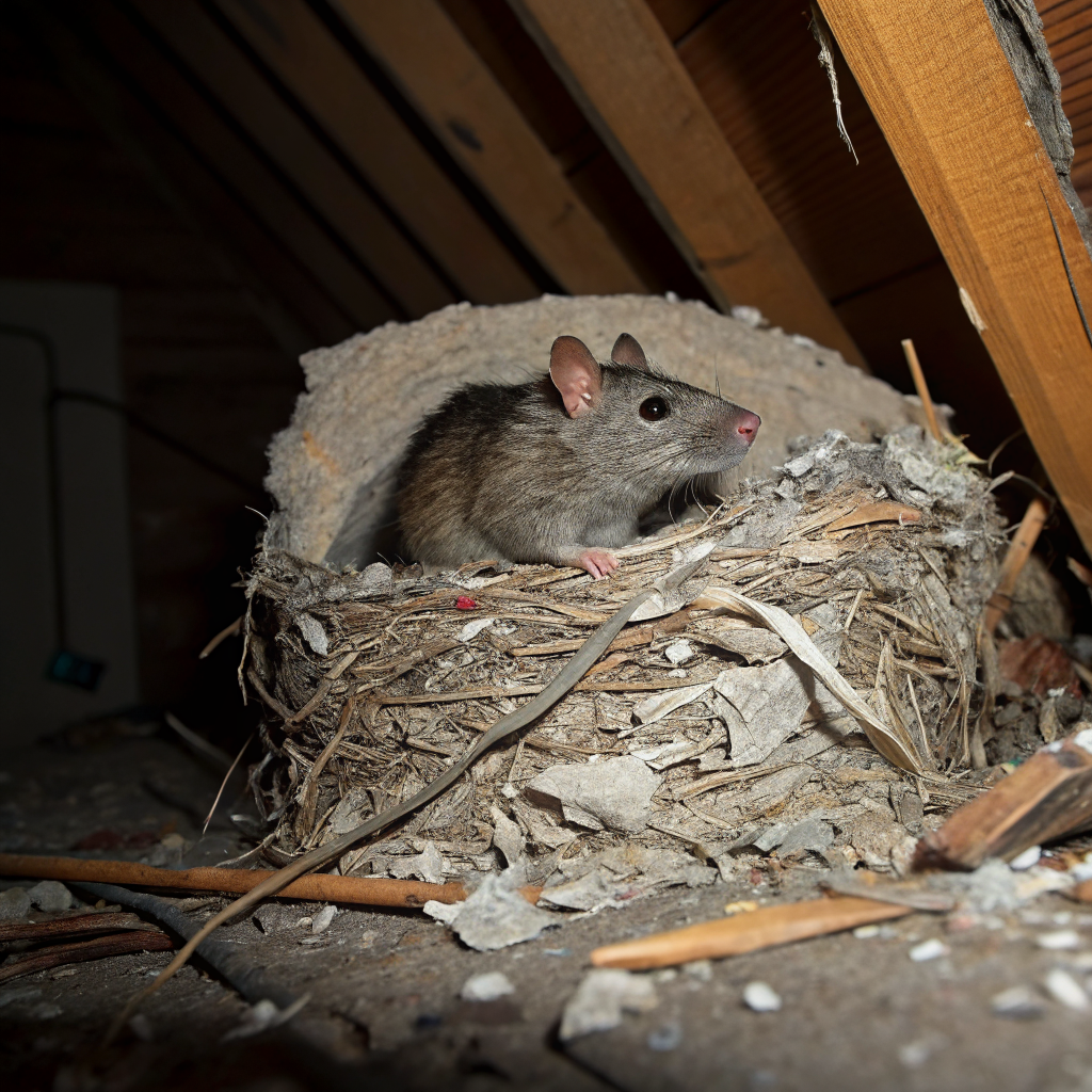 Nid de rat dans l'isolation