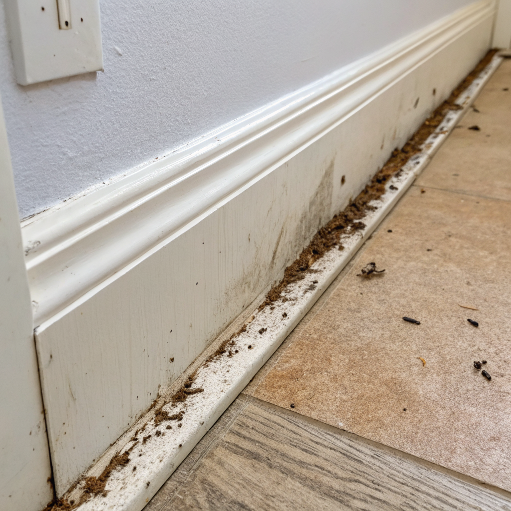 Traces graisseuses le long des plinthes