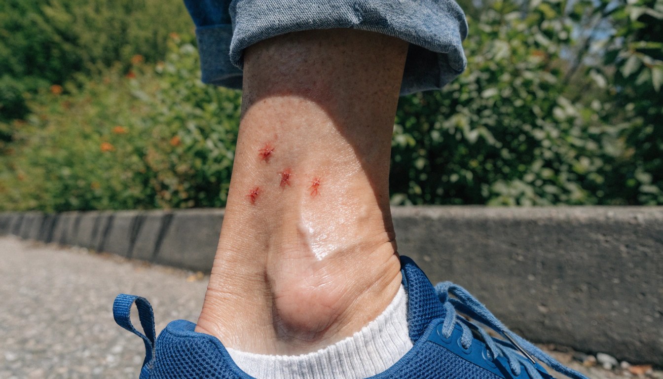 Piqûres de puces groupées sur cheville