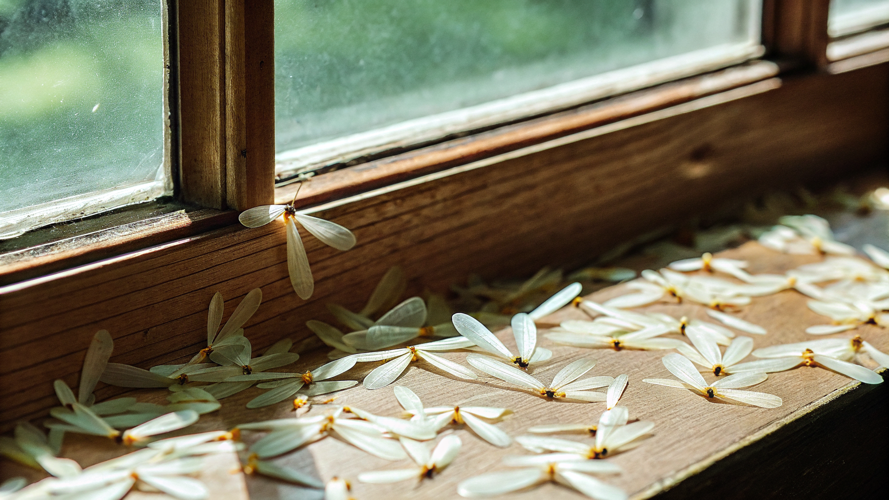 Ailes abandonnées de termites essaimants après l'essaimage de printemps